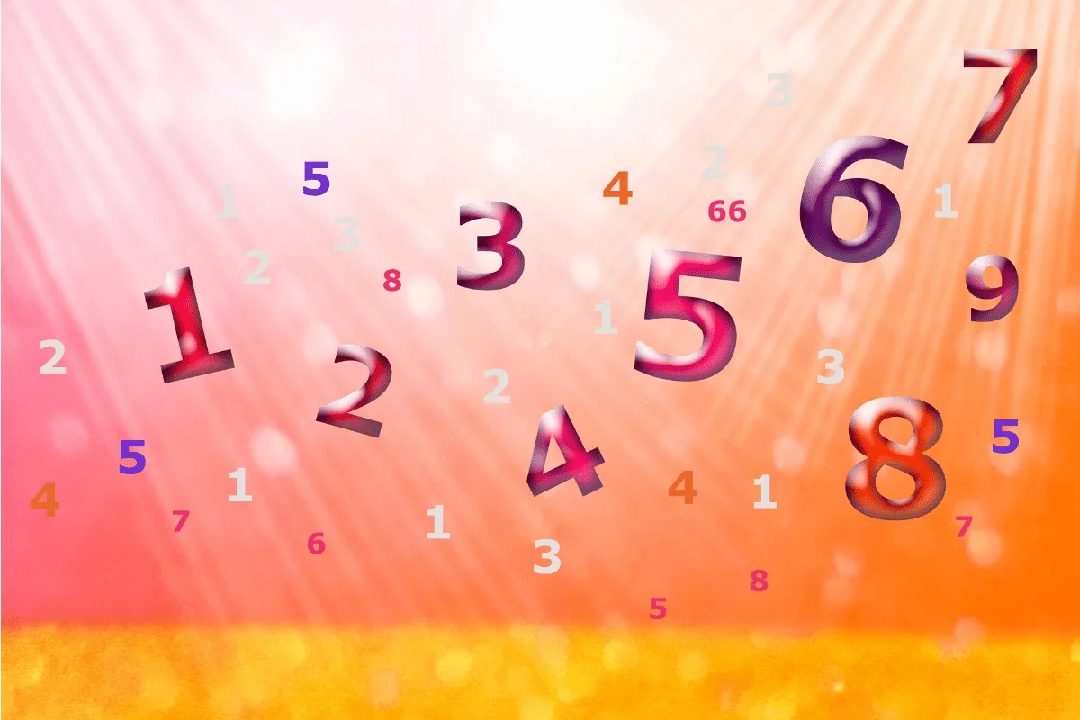 Plusieurs chiffres sur un dégradé orangé - séance de numérologie personnalisée - Blandine Delafond