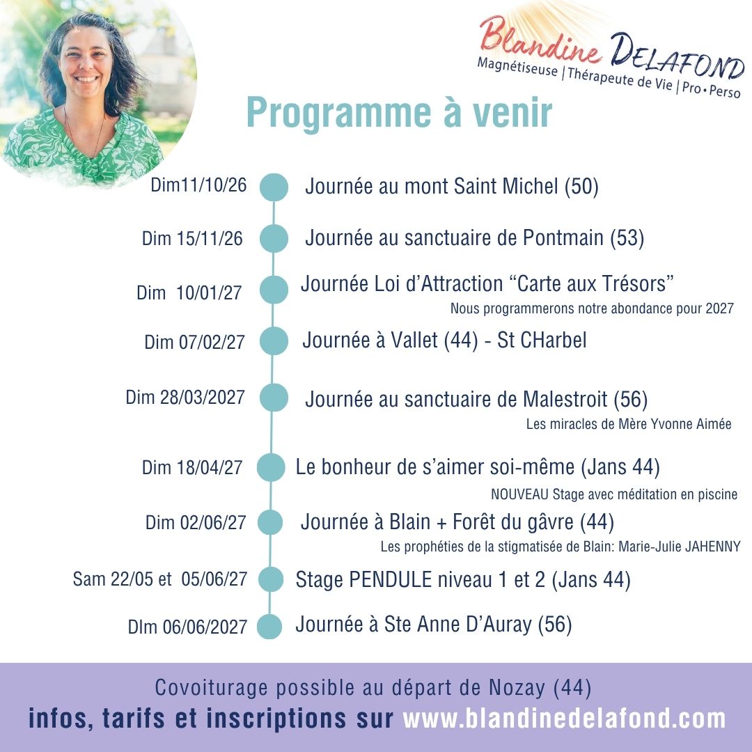 Programme des Stages et Journées 2026-27 – reconnexion à soi, Radiesthésie et Lieux sacrés