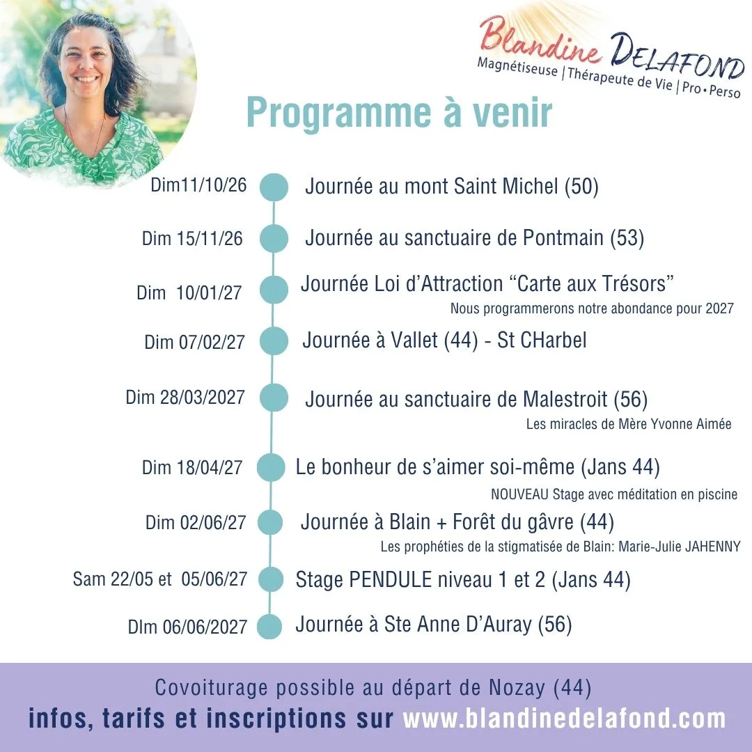 Programme des Stages et Journées 2026-27 – reconnexion à soi, Radiesthésie et Lieux sacrés